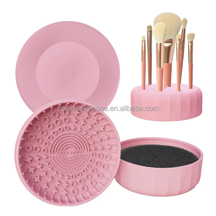 4 in 1 Silicone Makeup Dry and Wet Cleaning Pad Cosmetic Cleaner Makeup Brush Removes Shadow Color with Suction Function