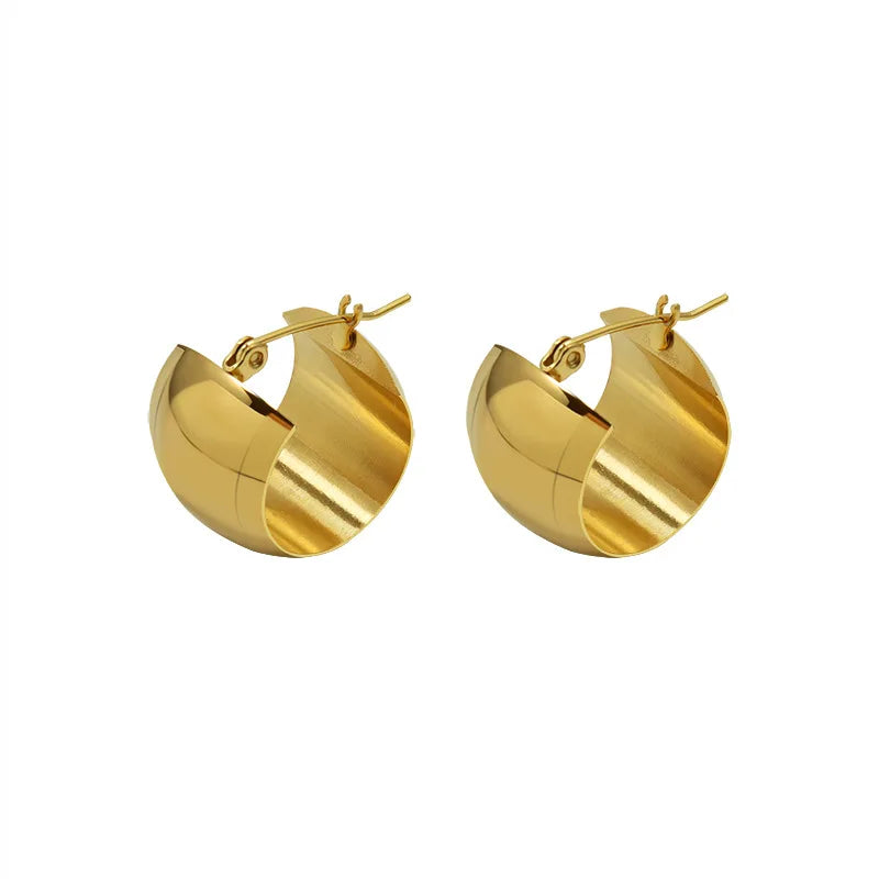 French Ball C-Type Earrings High-Quality Stainless Steel Gold Plated Hoop Earring Jewelry for Girls Tarnish Free Hypoallergenic