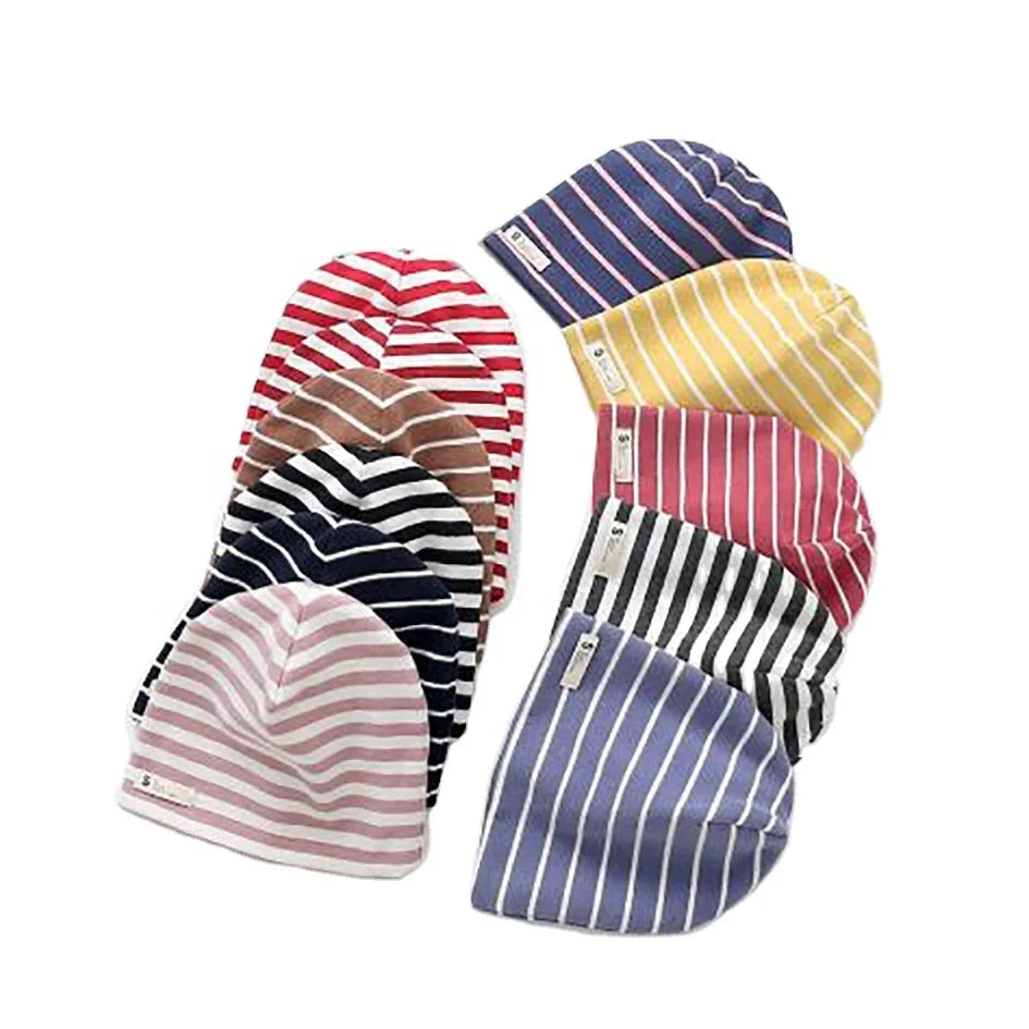 Winter Newborn Knitted Beanie Custom Two-Tone Hat With Printing Pattern 100% Cotton Organic Material for Infants and Kids