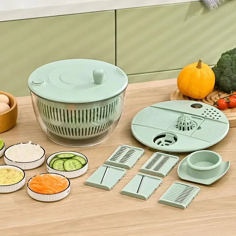 Large Capacity Kitchen Salad Spinner Rotary Handle Plastic Colander Draining Basket Manual Lettuce Spinner Vegetable Chopper
