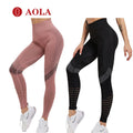 AOLA New 2022 Solid High Waist Seamless Breathable Quick Dry Anti-Bacterial Spandex/Nylon Yoga Leggings Full Length Gym Fitness
