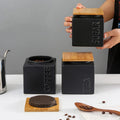 Luxury Black Kitchen Coffee Tea Sugar Food Storage Containers Ceramic Spice Jar Bamboo Lid Silicone Injection-Molded