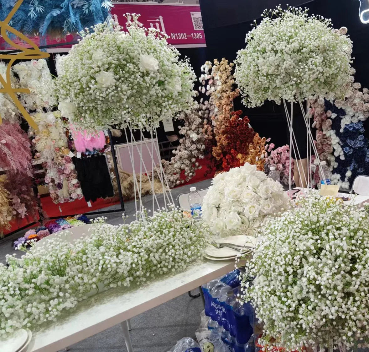 SZ04 Mariage Supplies Design Babys Breath Table Flower Garland Wedding Decor Artificial Arch Flower Runner for Wedding Decor