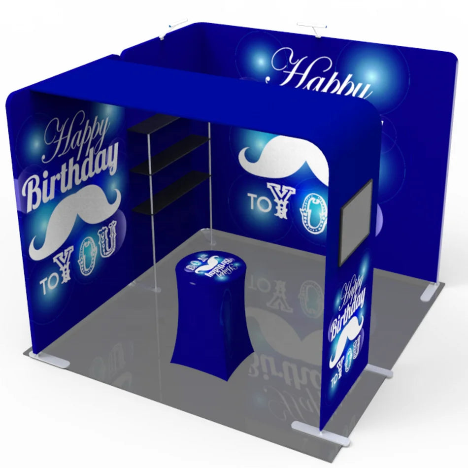 Exhibition Stand 10ftx10ft Curved Aluminum Frame Trade Show Display Booth Dye Sublimation Printing Exhibition Floor Customized