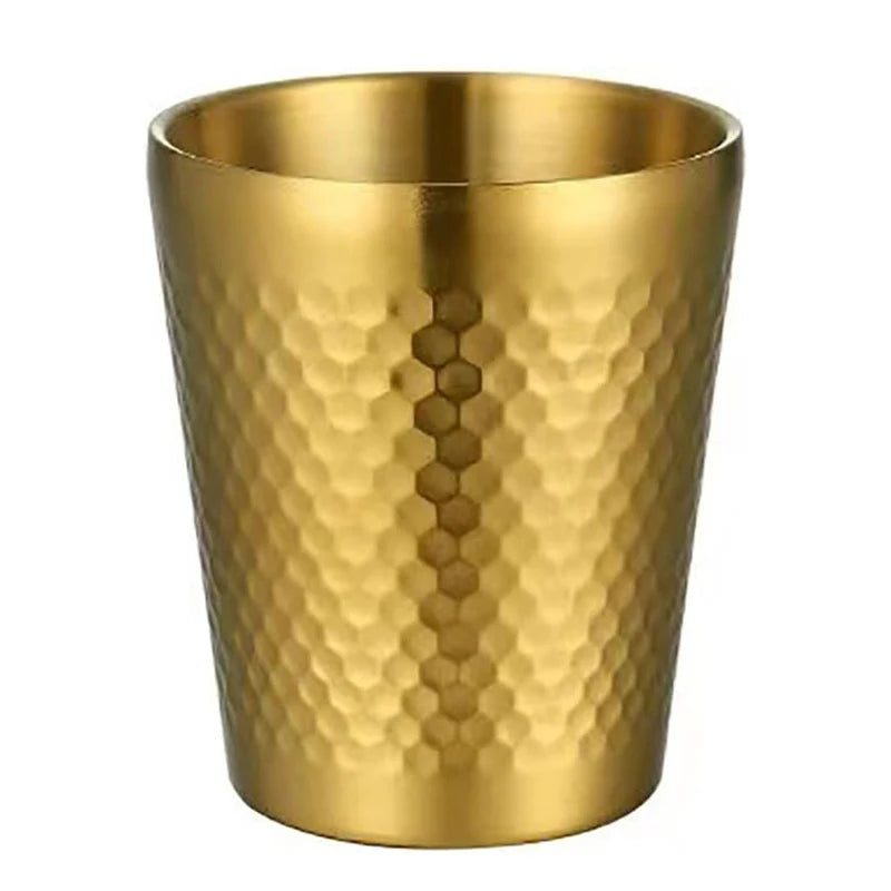 Hammered Custom Logo Korean Style Gold Silver 6oz 10oz 12oz 16oz Double Wall 18/8 Stainless Steel Dishwasher Safe Drinking Beer