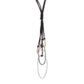 Fashionable Trendy Long Sweater Chain Multi Circle Pendant Black Rope Cord Women Statement Necklace