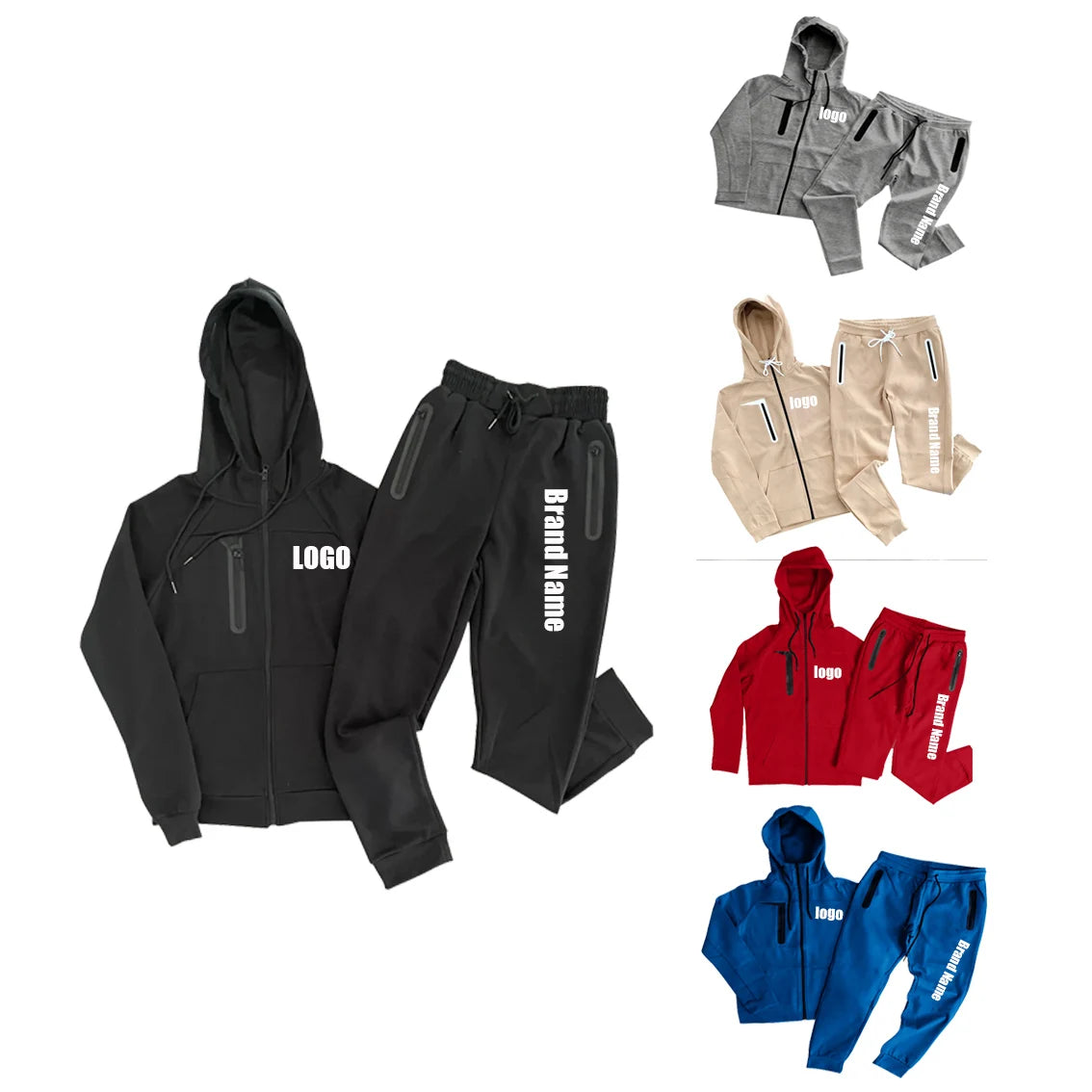 Custom Logo Men Tracksuits Two Piece Pants Sets Zipper Jacket Jogging Pants Fall Winter Jogger Set Casual Sports Men's Clothes