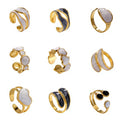 Personalize Steel Ring for Women Open Adjustable Oil Dropping Stainless Steel Wide Finger Rings