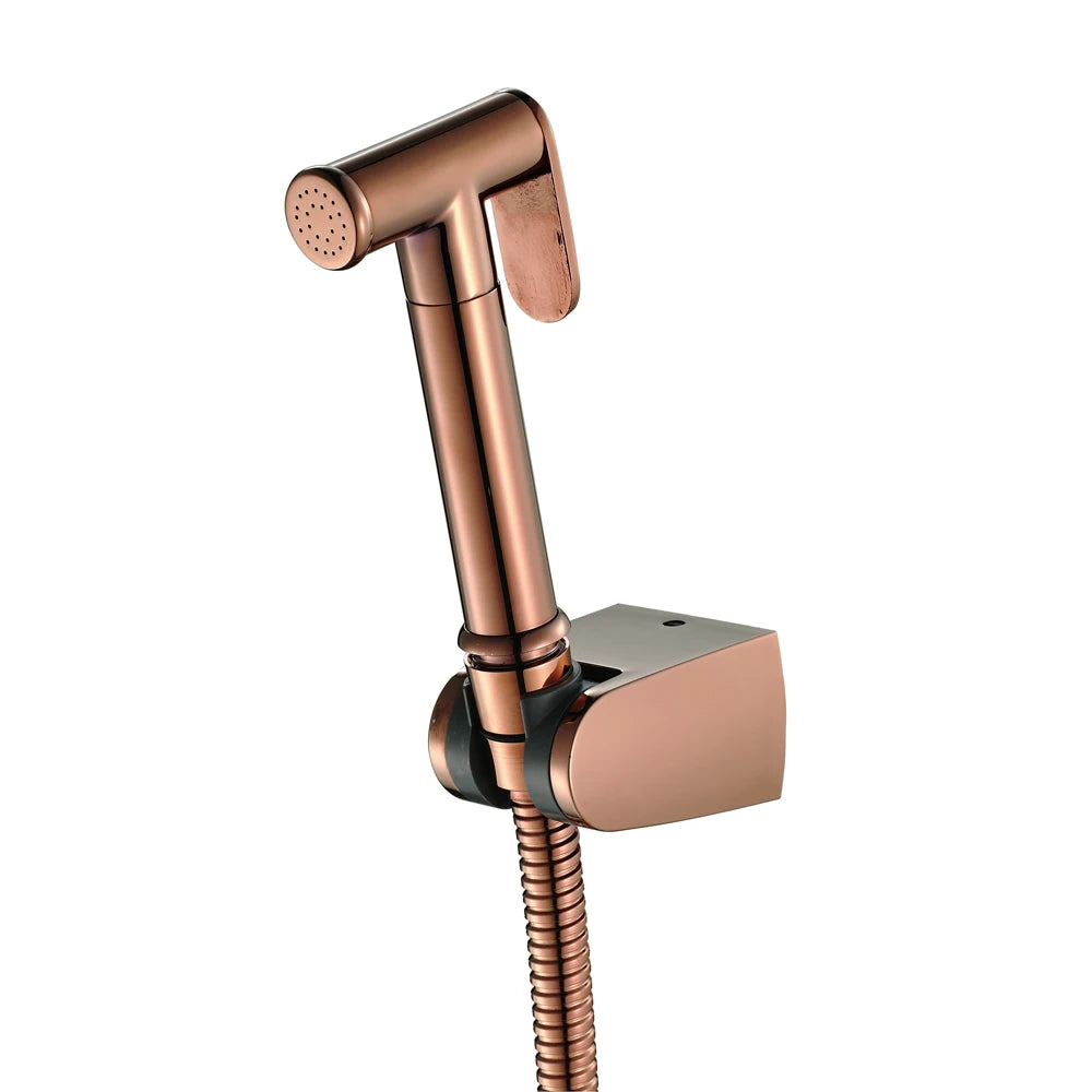 Rose Gold Brass Handheld Bidet Sprayer Bathroom Toilet Bidet for Home Hotel Apartment