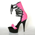 Pink thin heel 15 cm strap high heels steel pipe dance leaky toe sandals Club fashion women's large sandals
