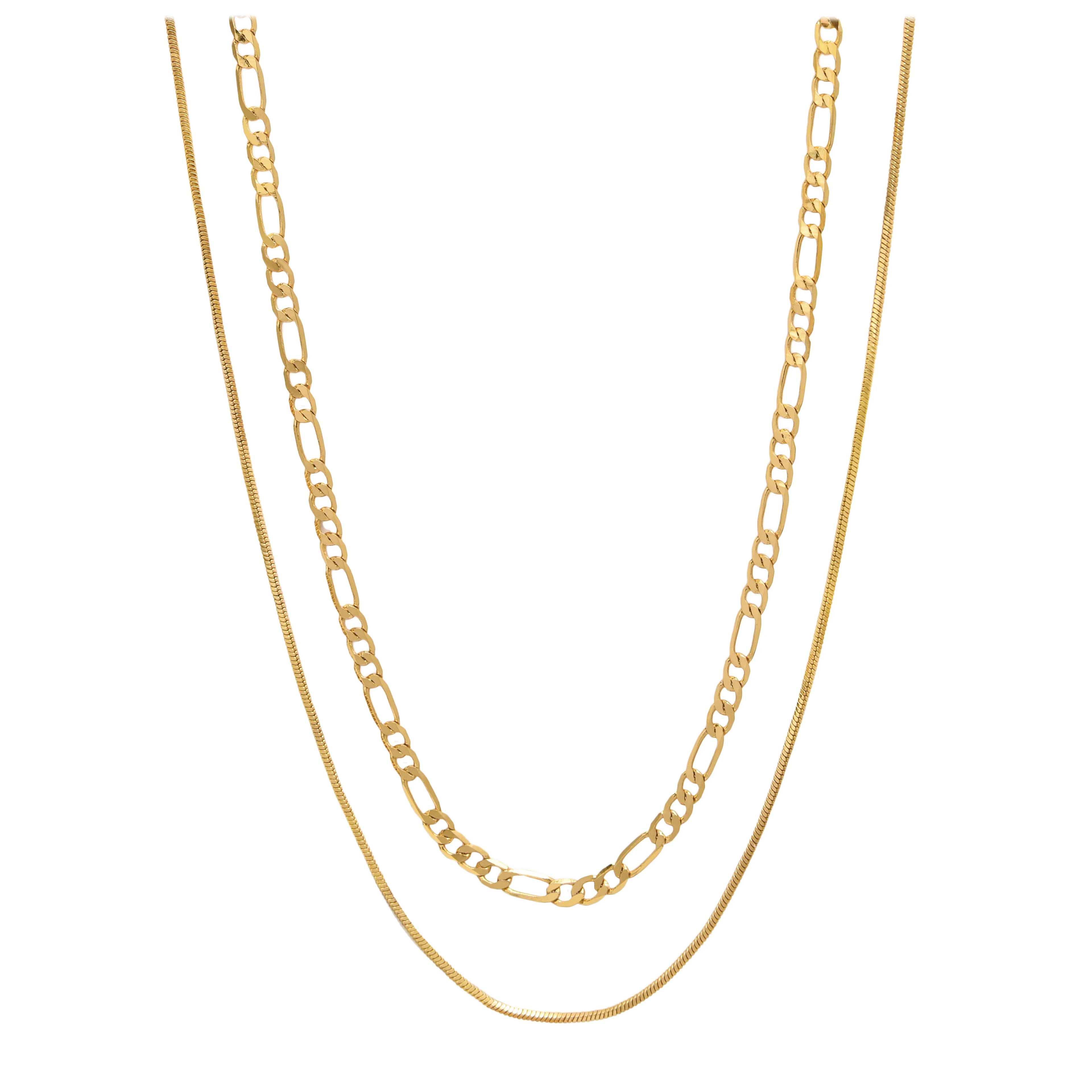 New Fashion Simple Brass Plating 18K Gold Double Layer Necklaces for Men and Women Custom Jewelry Gifts
