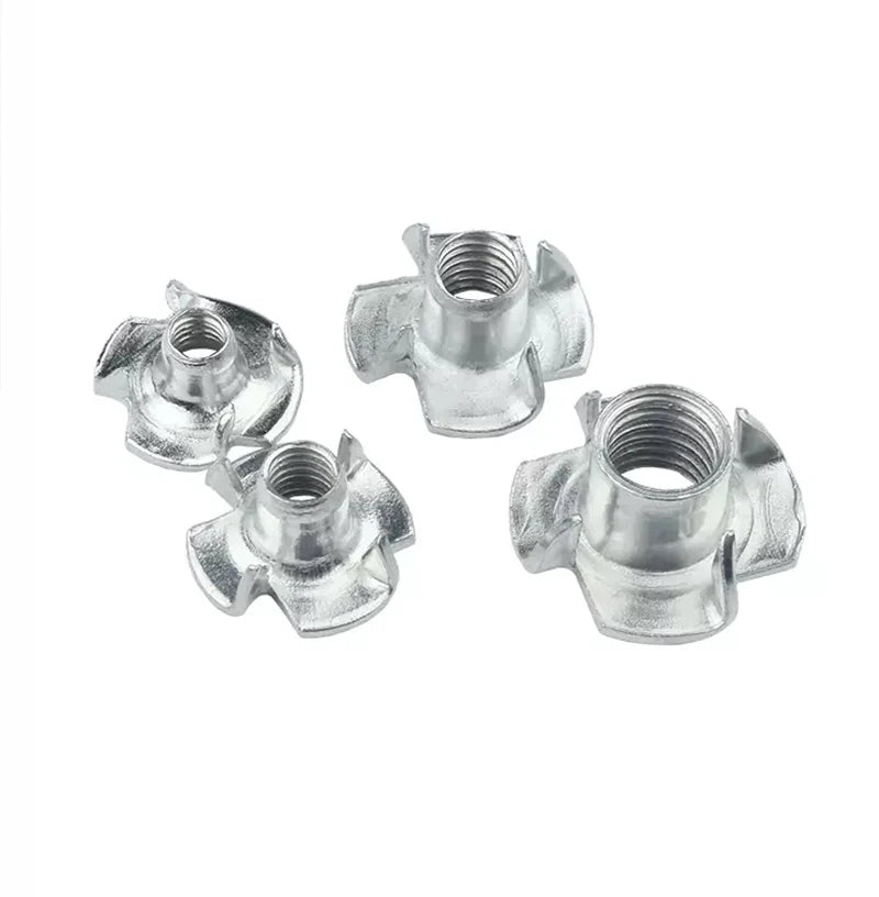 M5 Threaded Insert Nut with Four Claws Metric M6 Barrel Blind Pronged T Nuts for Furniture and Mining Applications