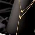 Wholesale New Simple Sweater Chain Luxury Women No Fade Initial Titanium Steel Letter H Pendent Necklace