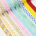 Wholesale Polka Dot Twill Printed Fold Over Elastic Webbing 15mm Width for Head Bands Shoes & Bags