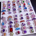 Luxury Trendy Colorful Gemstone Love Heart Ring Statement Micro Inlaid Zircon CZ Heart Engagement Ring Jewelry