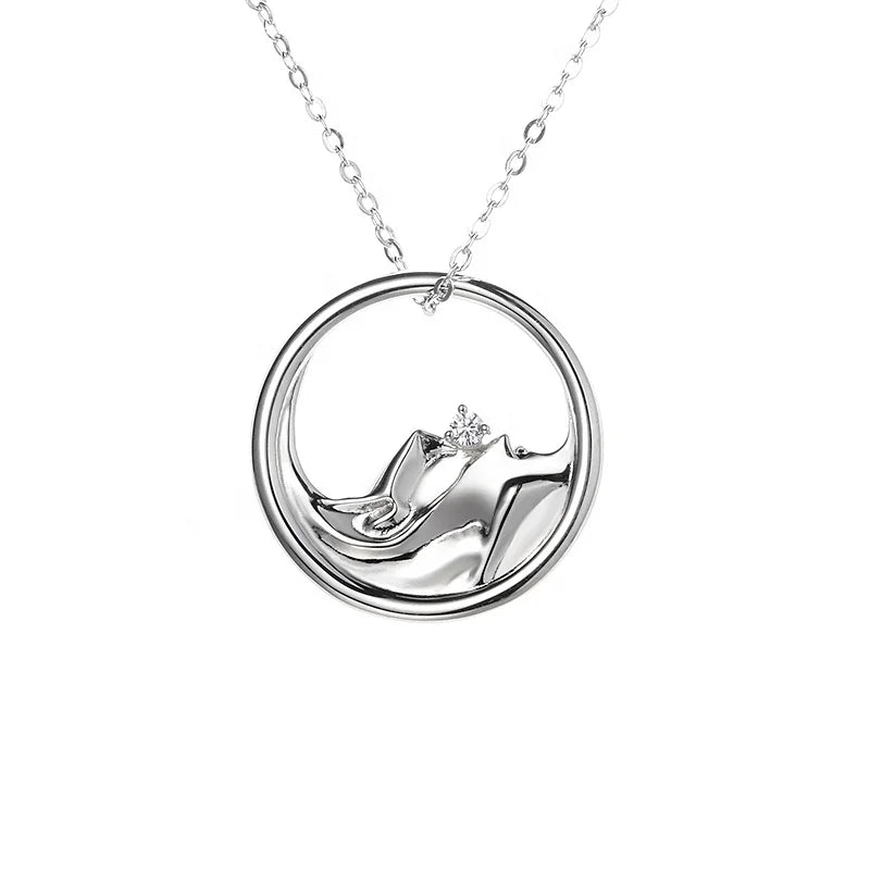 Sailing Wave Mountain Fine Jewelry Platinum Plated Pure S925 Sterling Silver Moissanite Diamond Pendant Necklace Women Couple
