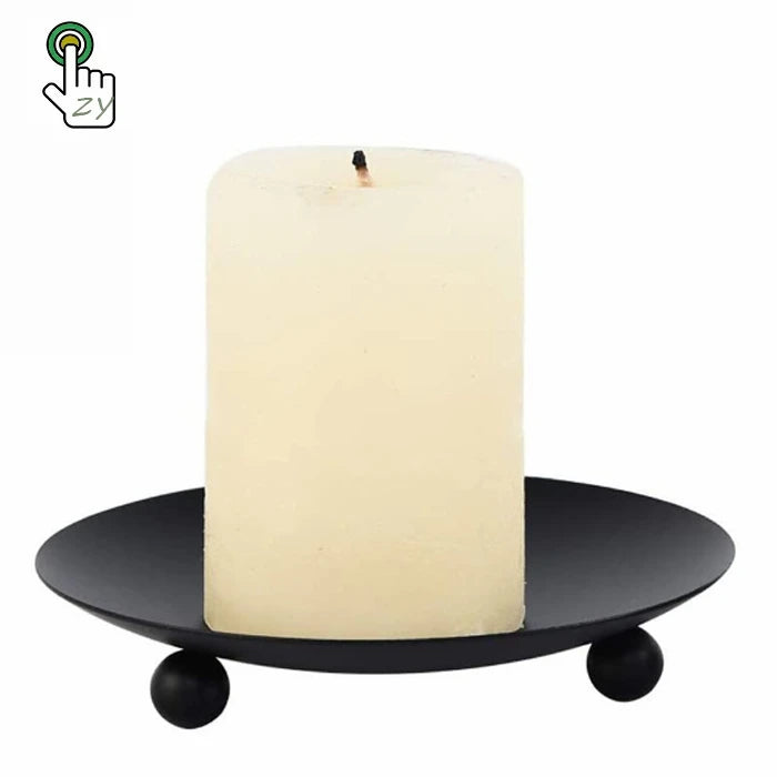 Luxury Brass Candlestick Plate Vintage Metal Aromatherapy Candle Holder Gold Black Home Decoration Table Scented Candle Tray