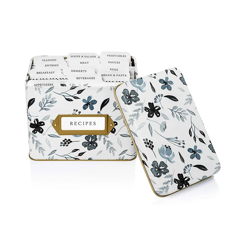 White Colorful Metal Card Decorative Recipe Box square Paper Box Packaging
