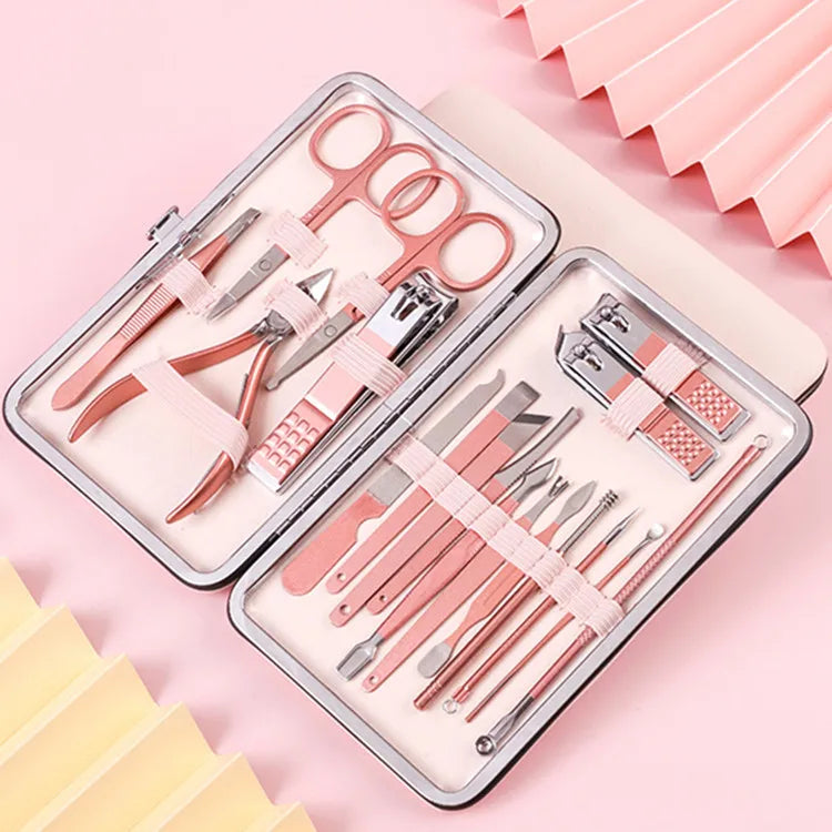 Hot Rose Gold Manicure Pedicure Set Nail Cutter Clipper Professional Stainless Steel Mens Nail Care Tools Kit for Woman