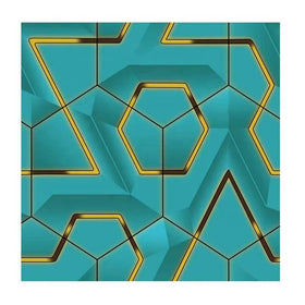 Interior 3D Blue and Gold Geometric Living Room Wallpaper Rolls Home Decor Modern Vinyl Wall Coverings PVC Wall Paper