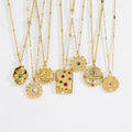 SSeesy Joyas Fashion Jewelry Zircon 14k Gold Plated Natural Stone Pendants Stainless Steel Waterproof Necklaces for Women
