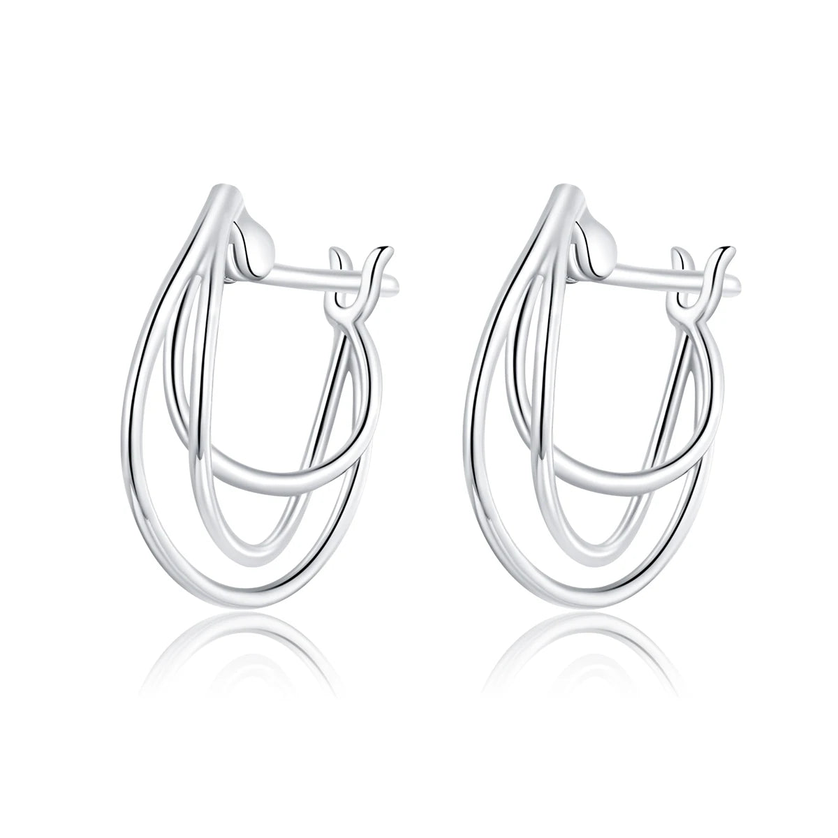 Fashion 925 Sterling Silver Intertwined Lines French Hoop Earrings for Women Wedding Minimalist Simple Boucle Oreille BSE443