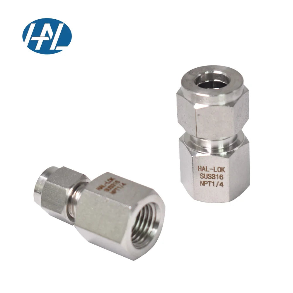 HAL-LOK SKNF-4-4N 1/8" 1/2" 1/4" 3/8" NPT Female Connector Stainless Steel 304/316 Polished Forged Instrumentation Fitting