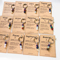 Crystal Keychain Zodiac Sign Paper Card Twelve Signs Astrology Horoscope 12 Key Chain Rings Amethyst Citrine Unakite Jewelry