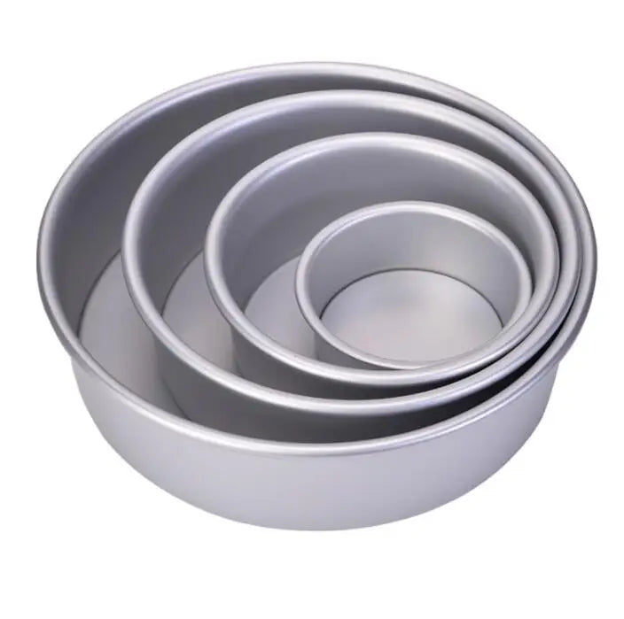 HY 2/4/5/6/7/8/9/10/12 Inches Anodized Aluminum Round Cake Baking Pan Set With Fixed Bottom Cake Tools Baking Molds