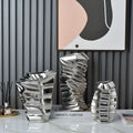 Luxury Three-Piece Ceramic Vase Set Modern Abstract Design Gold Silver Electroplated for Home TV Cabinet Ornaments Angelica