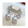 E2064 10-11mm DIY Natural Freshwater Pearl Charm Earrings Mounting Accessory 925 Sterling Silver Gold Plated  Jewelry for Women