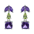 Elegant Rhodium Plated 925 Silver Jewelry Multiple Natural Gemstone Drop Earrings for Women Anniversary Gift Daily Wear