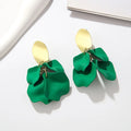 Exaggerated Painted Red Rose Flower Petal Large Designer Pendant Earrings for Women Wholesale