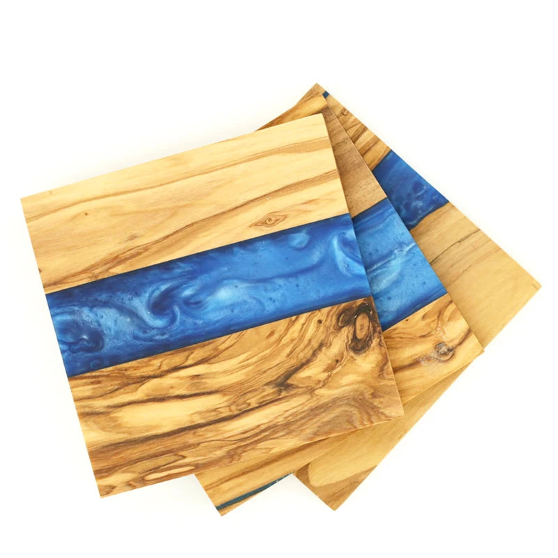 10*10*1.1cm Blue Color Rope Packing Olive coaster Resin Epoxy for coaster