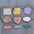 You Are Worthy Enamel Pins Flower Heart Glasses Custom Lapel Badge Shirt Collar Brooches Clothes Backpack Accessories Jewelry