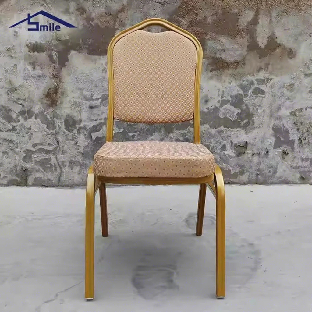 Wholesale Gold Frame Stackable Banquet Chair Padded Fabric for Hotel Party Hall Hospital or Home Office