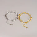 Wholesale Adjustable 18k Gold Plated Paper Clip Bracelet Waterproof Stainless Steel Bracelet