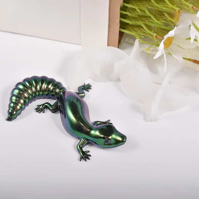3D Silicone Animal Statue Molds for Candle Resin & Gypsum Crafts-Snail Frog Lizard with OPP Bag Packaging