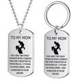 Factory Stainless Steel to My Mom Necklace Key Chain Set Custom Inspirational Mother's Day Gift Jewelry Set