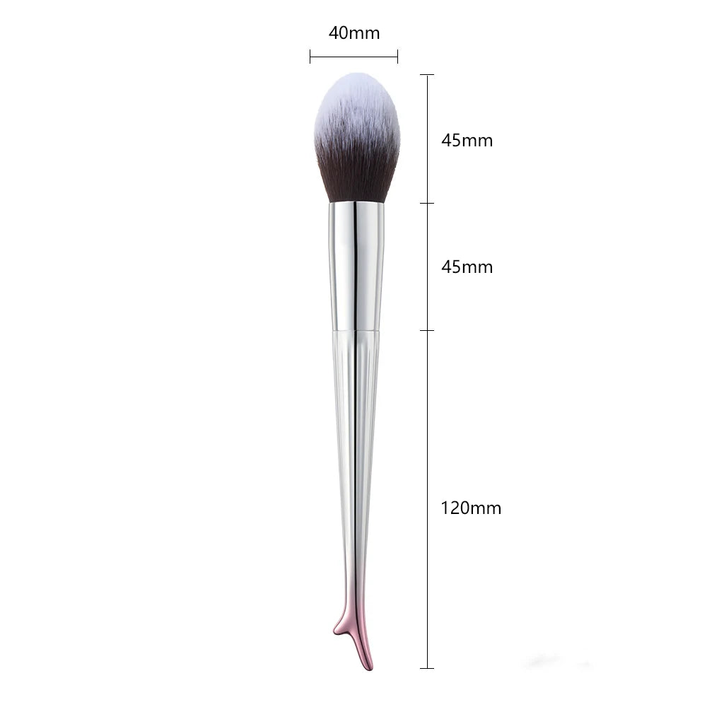 Apsara Deer New Design Silver Soft Vegan Synthetic Hair Custom Logo Single Makeup Bronzer Blush Highlight Powder Brush