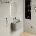 Color Hot Sale Gray Oval Shape Wall Mounted Artificial Stone Bathroom Sink Lavabo Washbecken for Hotel