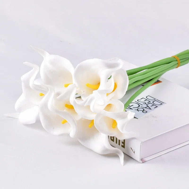 Wholesale Calla Lily Bulbs Mini PU White Real Touch  Artificial Calla Lily Flowers for Bridal Bouquet