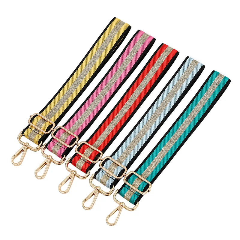 Meetee B-J2158 3.8cm Gold Thread Stripe Adjustable Narrow Bag Strap Handbag Accessories Long Shoulder Strap