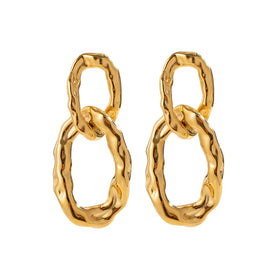BJG0325E-0326E 18K Gold Plated Geometric Circle Stainless Steel Cuff Earrings Weaving Design Fashion Jewelry for Women