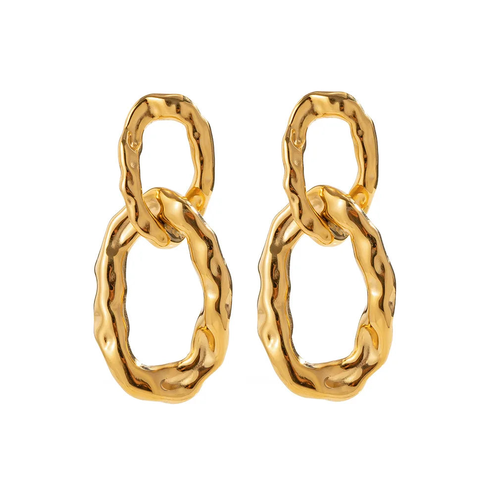 BJG0325E-0326E 18K Gold Plated Geometric Circle Stainless Steel Cuff Earrings Weaving Design Fashion Jewelry for Women