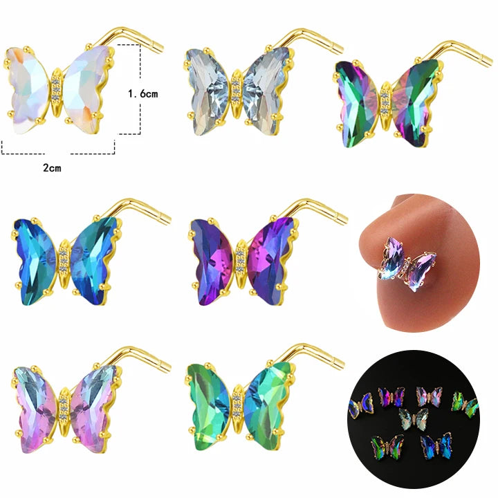 Gaby New Nose Piercing Spring Big butterfly Nose Rings Stainless Steel Nose Studs Piercing Wholesale Body  Jewelry