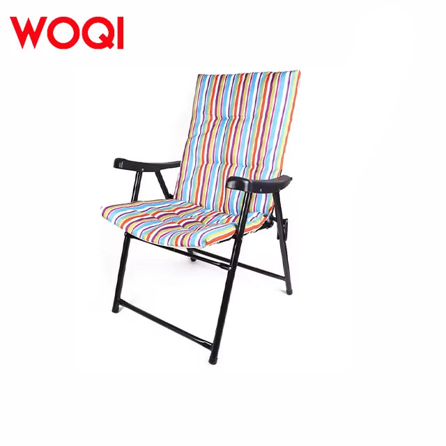 WOQI Hot Sale Modern Folding Beach Chaise Sun Lounge Chair Sadu Fabric with Iron Armrest for Outdoor/Exterior & Kitchen Use