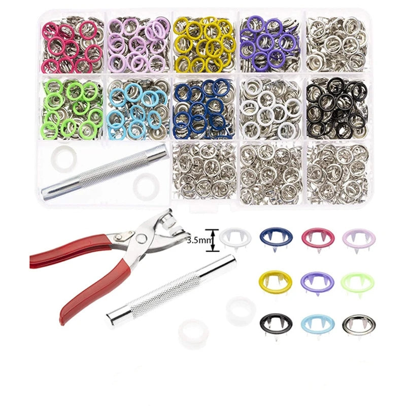 2023 New 200 Sets Metal Snap Button Kit Plier Tool with Invisible Seamless Buckle DIY Snap Tool