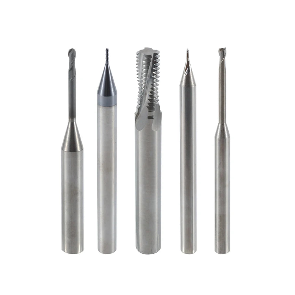 EITFS Long Neck Thread Micro Ball Nose End Mill Spiral up Down Compression End Mill for Wood Bit Carbide Cut Endmill