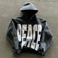 French Terry Heavyweight Letter Patch Embroidery Pullover Acid Wash Hoodie Cut Edge Hem Vintage Wash Hoodie